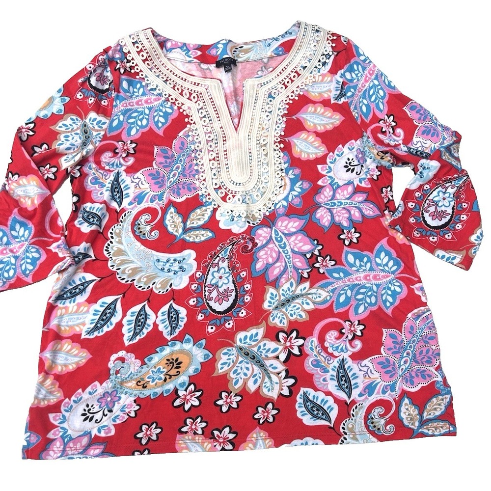 Talbots 3/4 sleeve Dopamine Resortcore Boho Coastal Grandma Size L Petite